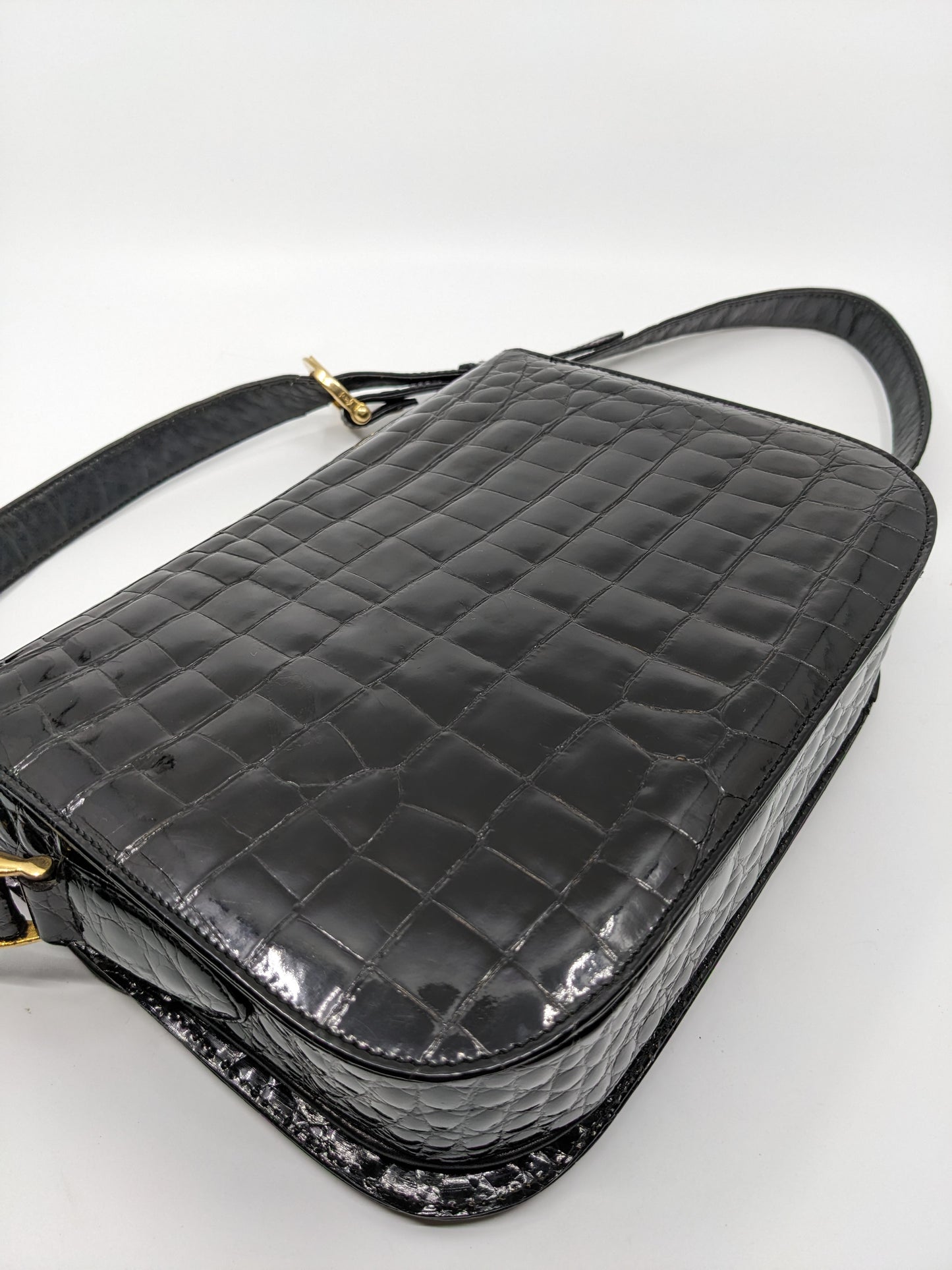 Vintage Celine Triomphe Bag in Crocodile Leather