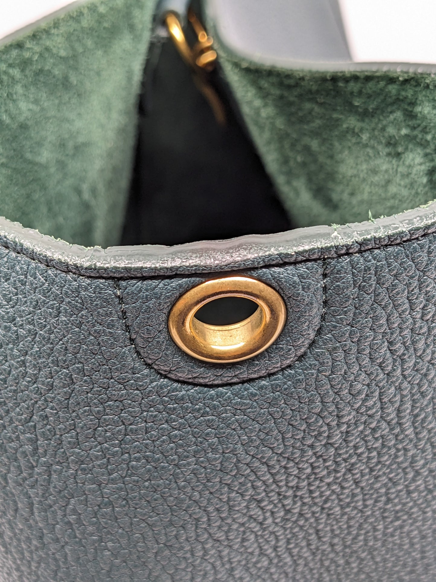 Celine Seau Sangle Tote in Dark Green