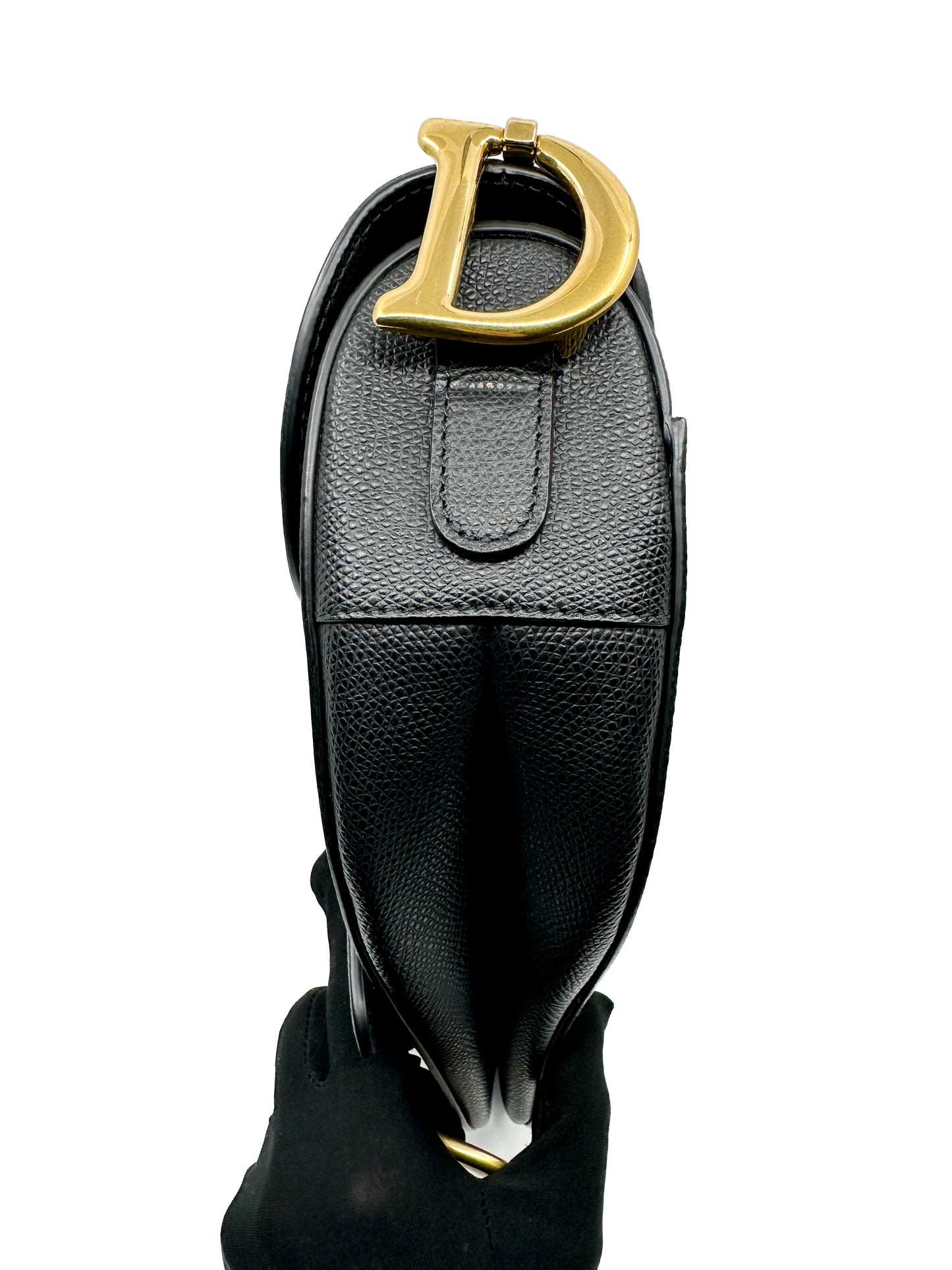 Dior Saddle in Black Grained Leather Medium Size