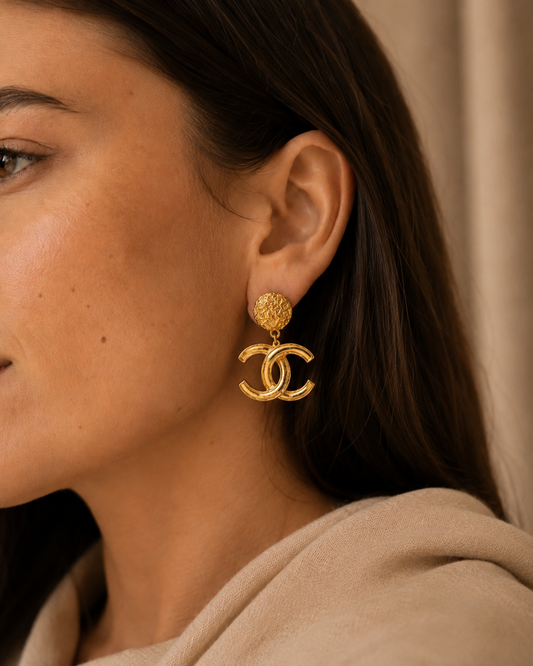 Vintage Chanel Clip-on CC Dangle Earrings