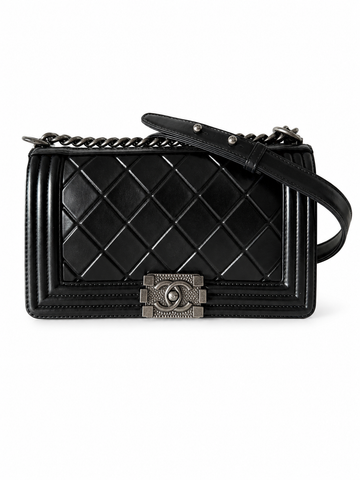 Chanel Le Boy Old Medium Paris-Salzburg Black Calfskin Rethenium Hardware