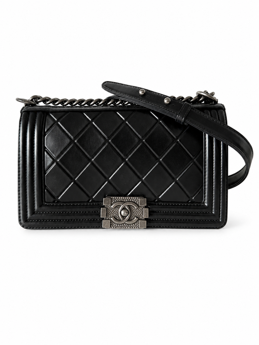 Chanel Le Boy Old Medium Paris-Salzburg Black Calfskin Rethenium Hardware
