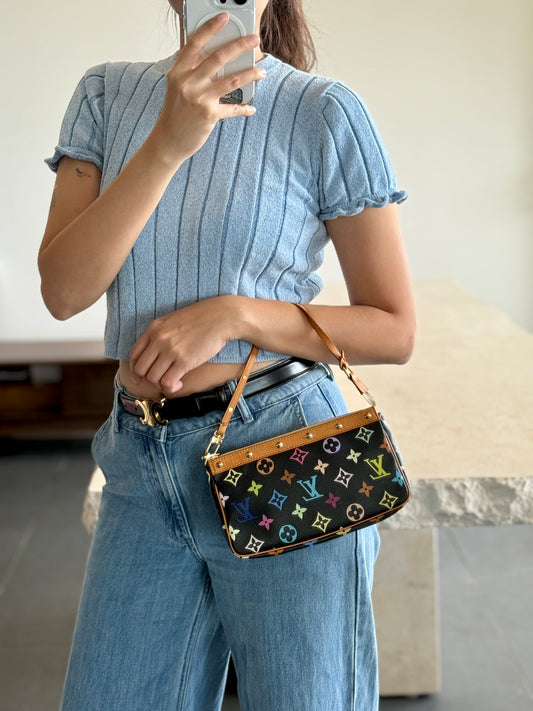 Vintage Louis Vuitton Pochette Murakami Black Multicolor