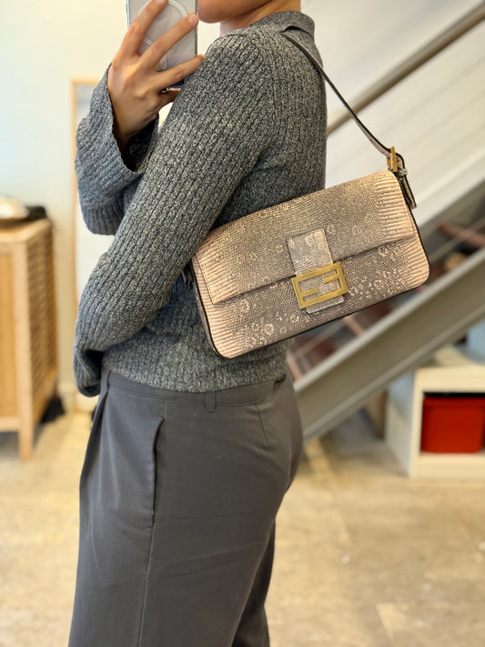 Fendi Baguette Medium Exotic Leather Gold Hardware