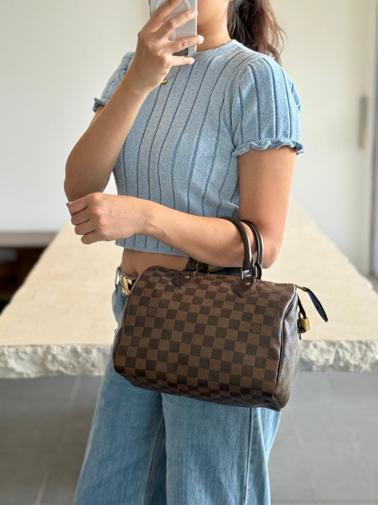 Louis Vuitton Ebene Damier Speedy 25 Gold Hardware