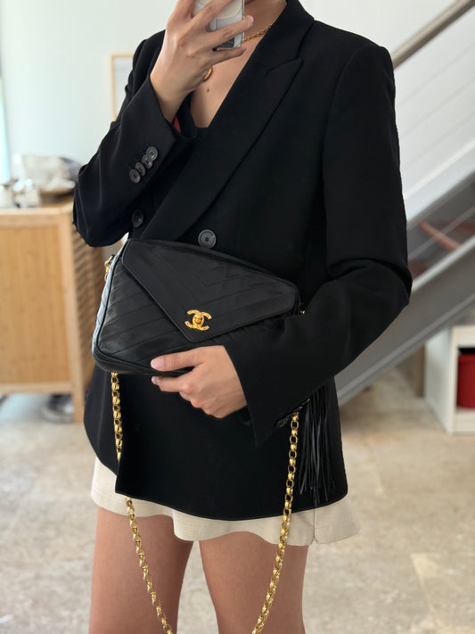 Rare Vintage Chanel Small Camera Bag Bijoux Chain 24K Gold Hardware