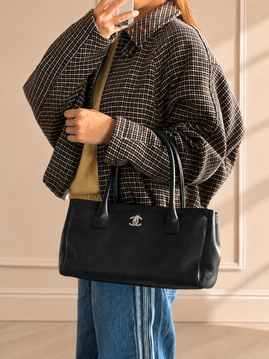 Chanel Small Executive Cerf Tote in Black Caviar Silver Hardware