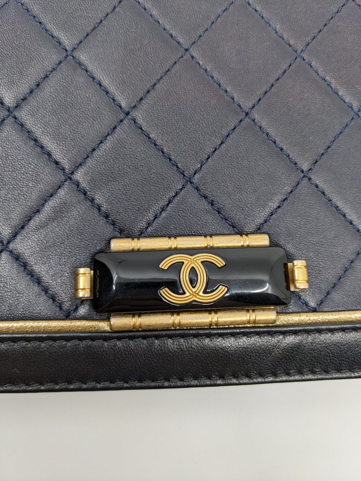 Chanel Octagon CC Clasp Single Flap Navy