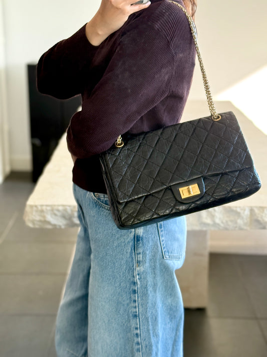 Chanel Reissue 2.55 Jumbo (277) Black Aged Calfskin