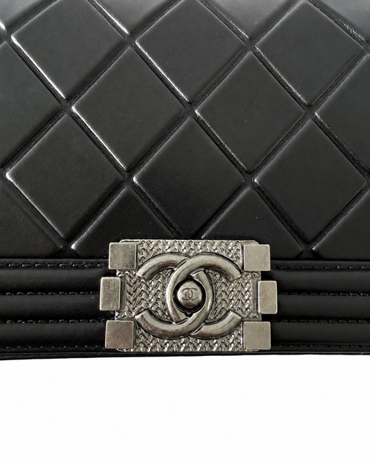 Chanel Le Boy Old Medium Paris-Salzburg Black Calfskin Rethenium Hardware