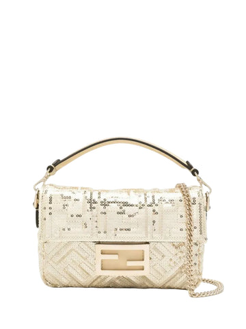 Brand New Fendi Mini Baguette in Champagne Sequins Gold Hardware
