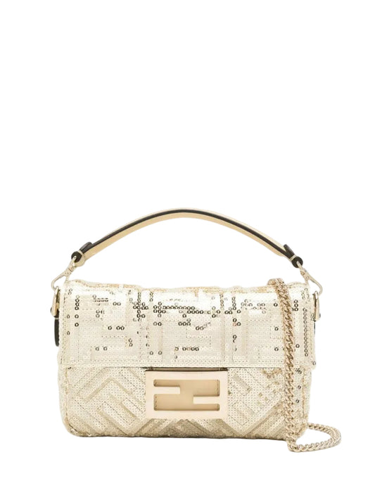 Brand New Fendi Mini Baguette in Champagne Sequins Gold Hardware