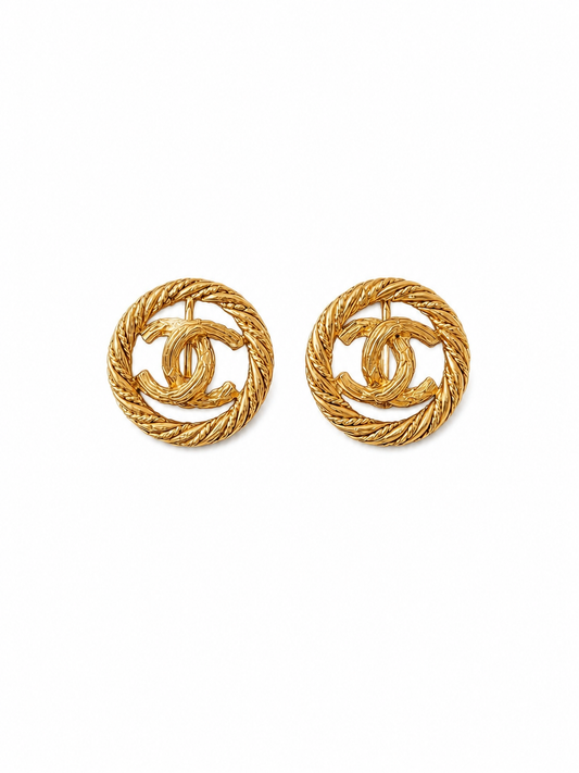 Chanel Vintage Clip-on CC Round Earrings