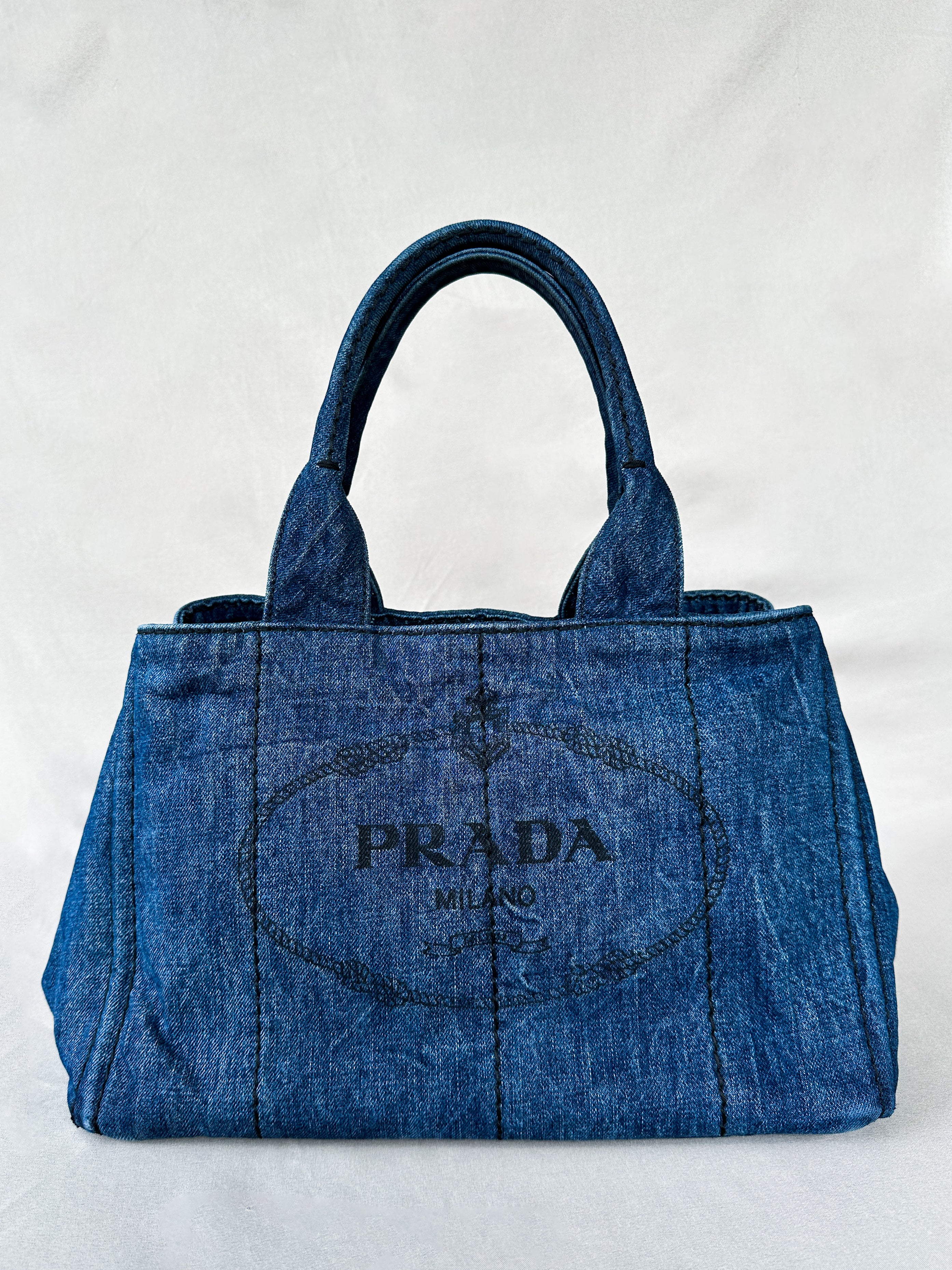 Prada denim tote sale