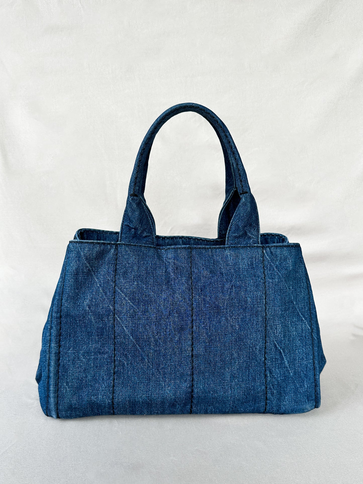 Prada Canapa Blue Denim Tote Bag