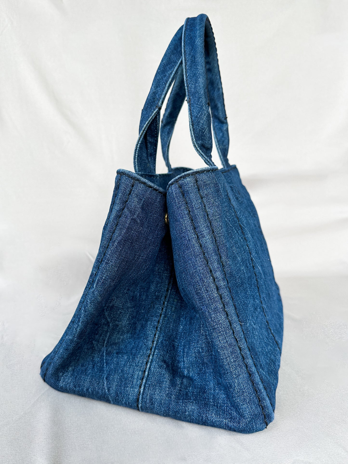 Prada Canapa Blue Denim Tote Bag