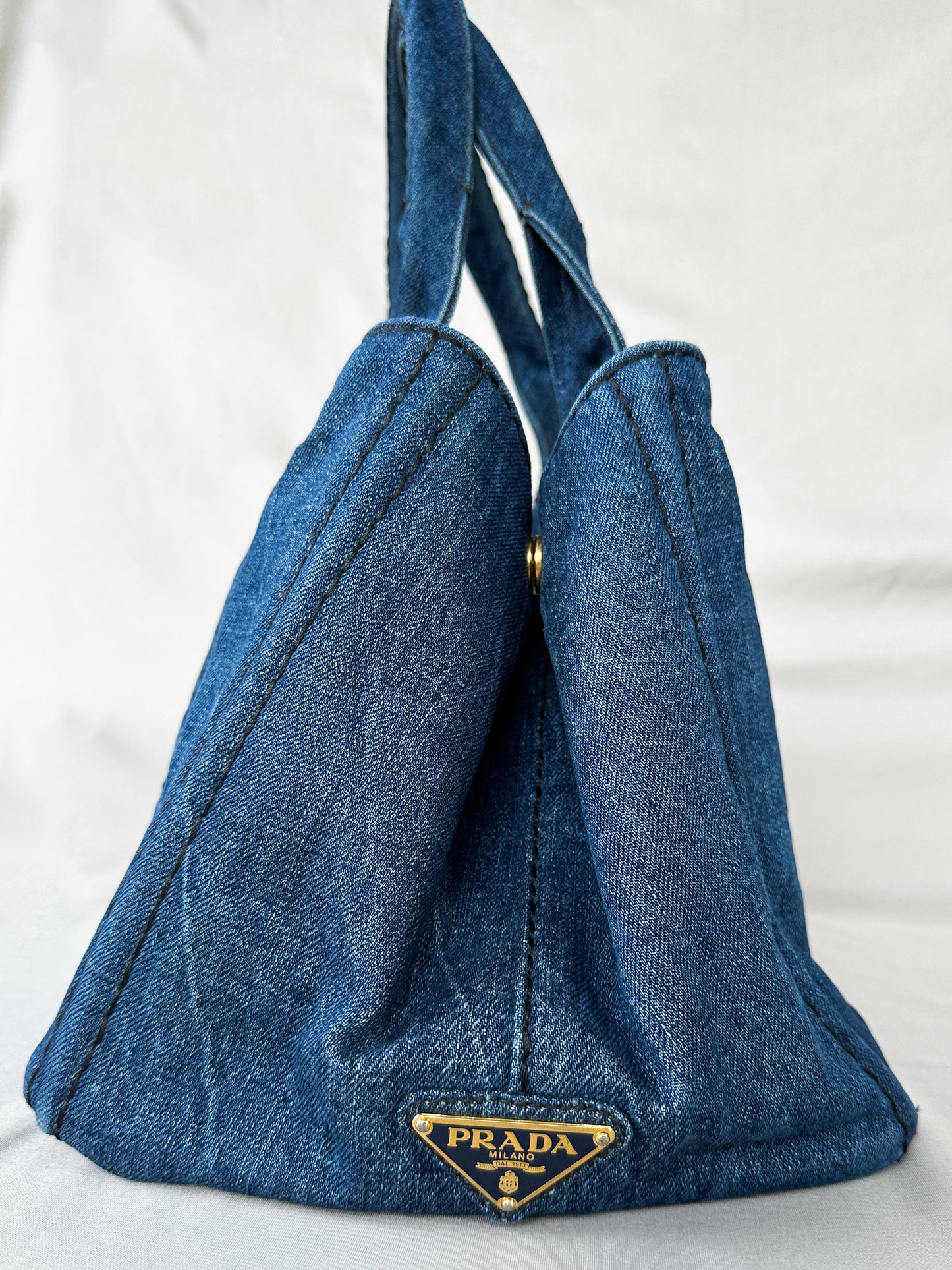 Prada Canapa Blue Denim Tote Bag