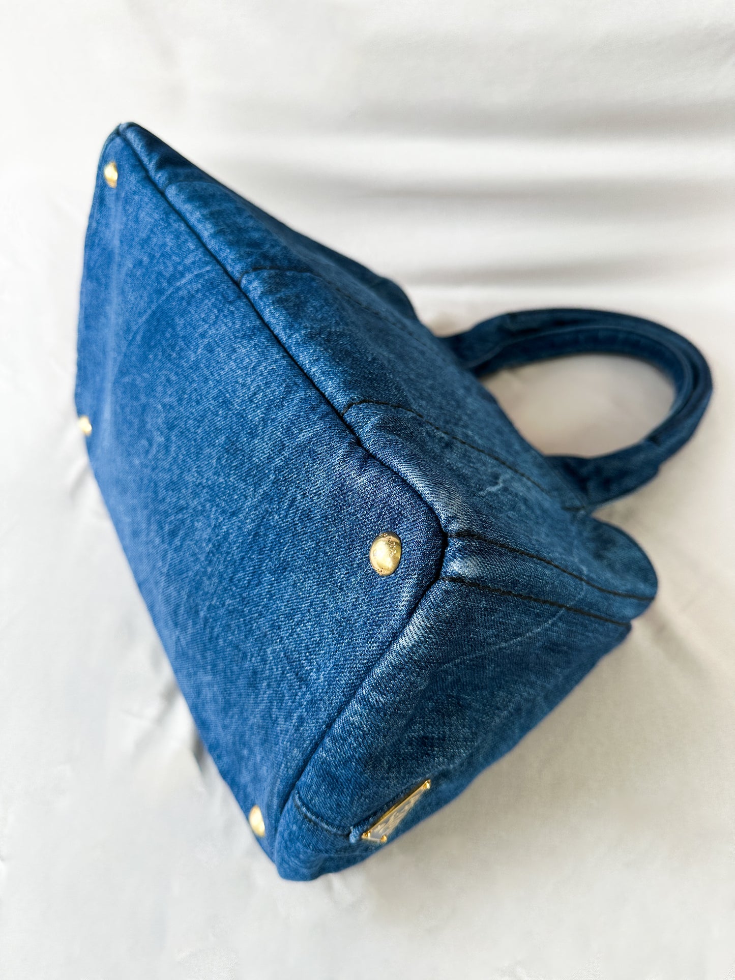 Prada Canapa Blue Denim Tote Bag