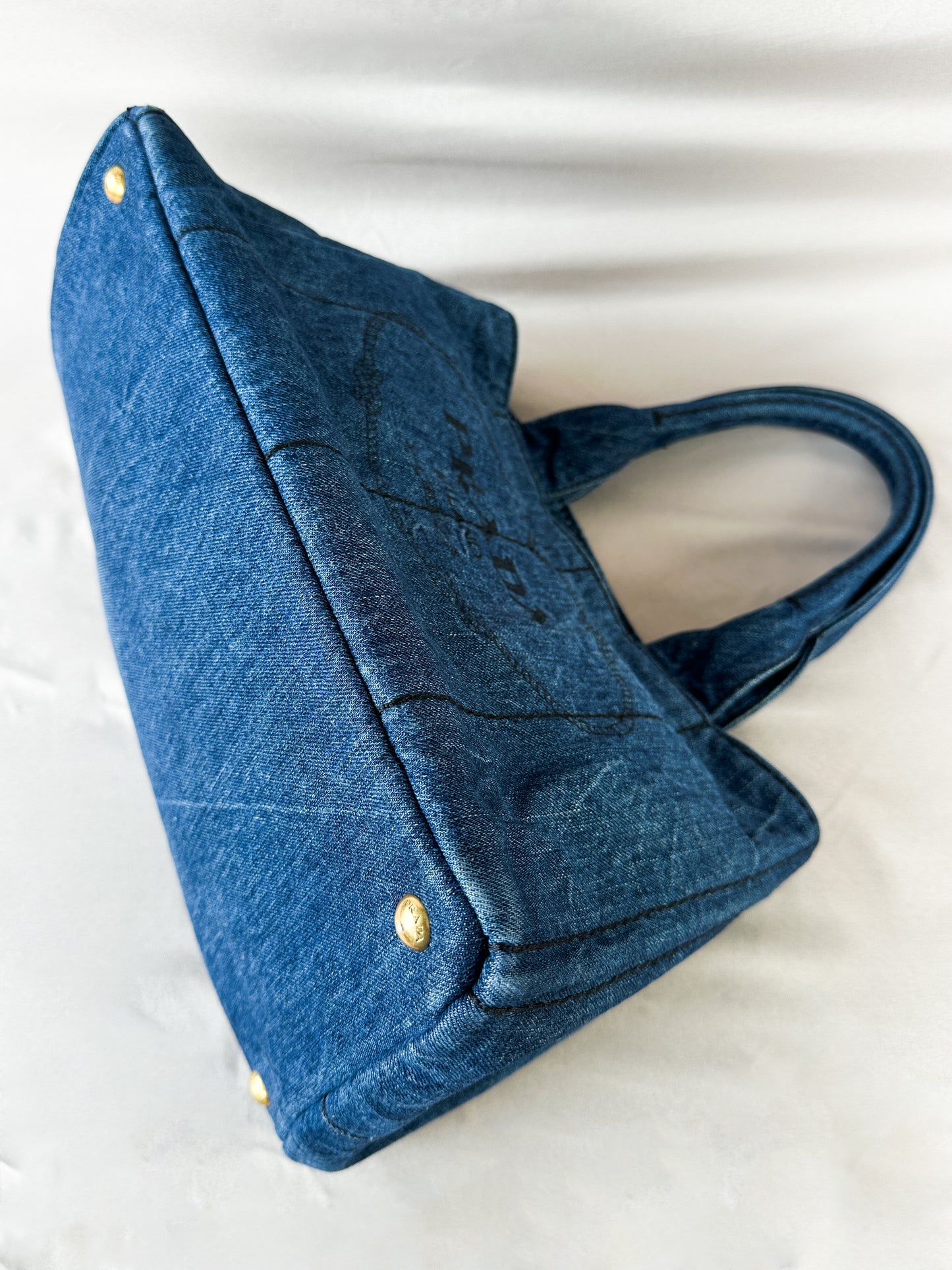 Prada Canapa Blue Denim Tote Bag