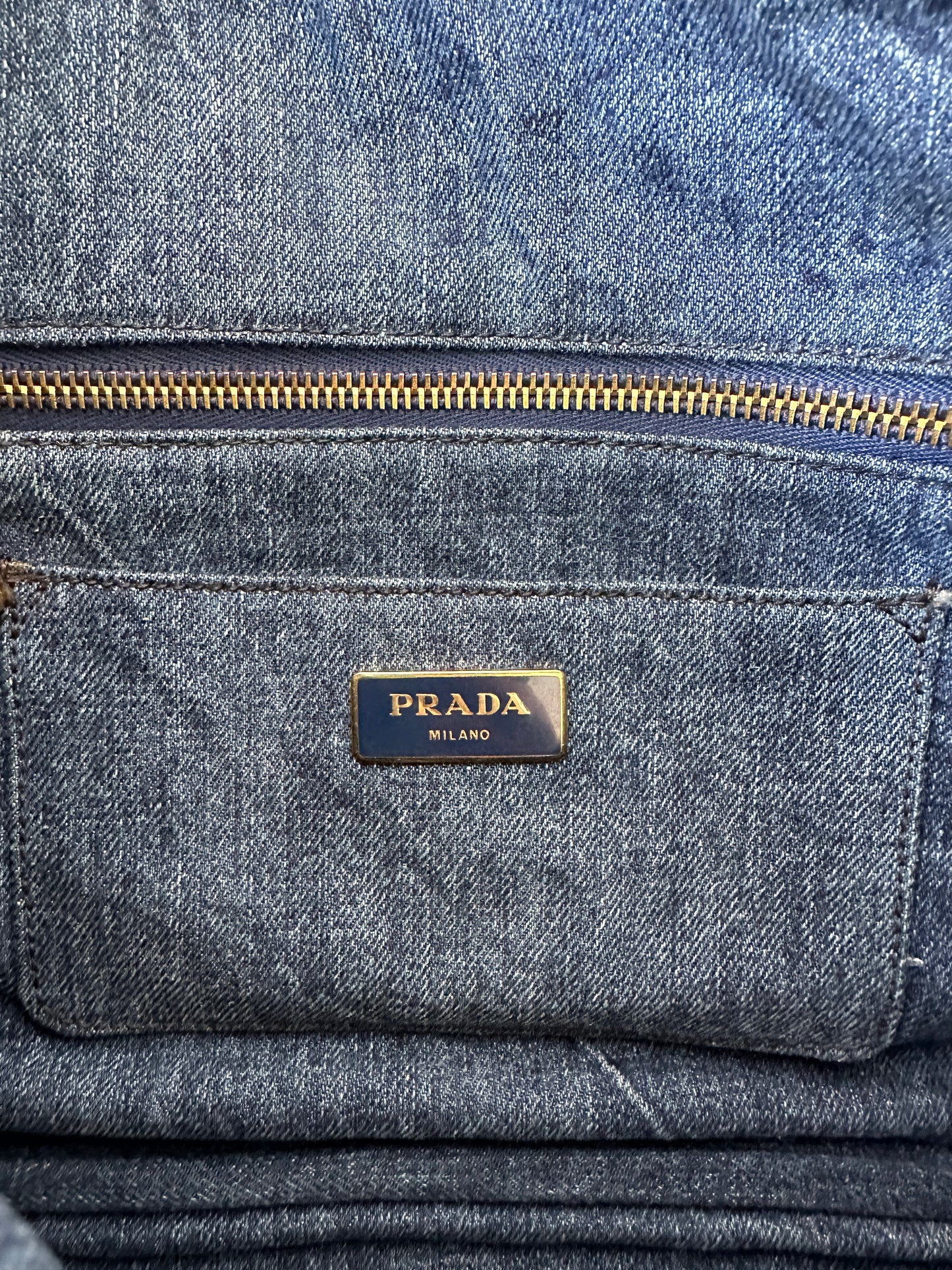 Prada Canapa Blue Denim Tote Bag