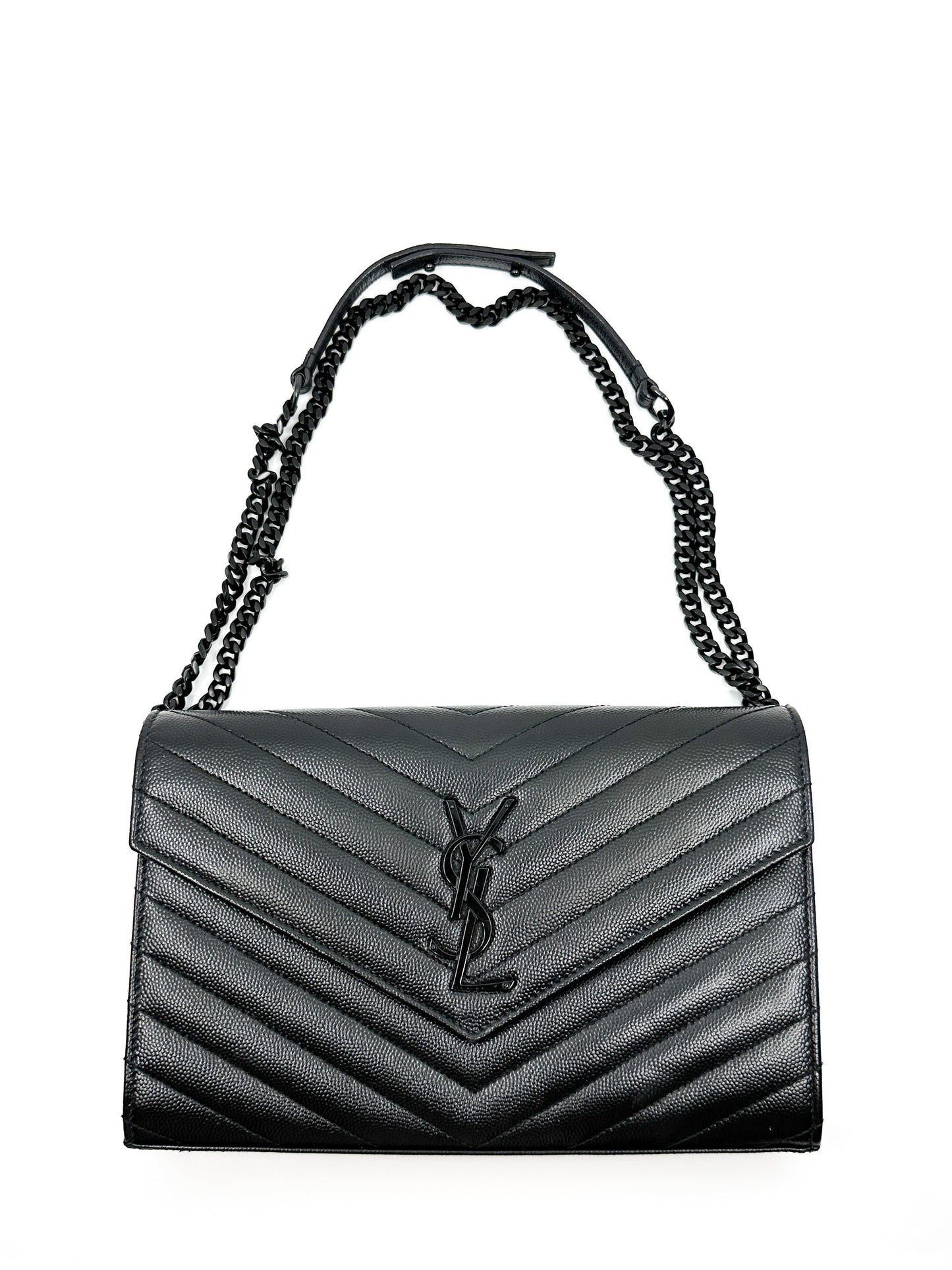 Saint Laurent Classic Cassandre Chain Wallet So Black