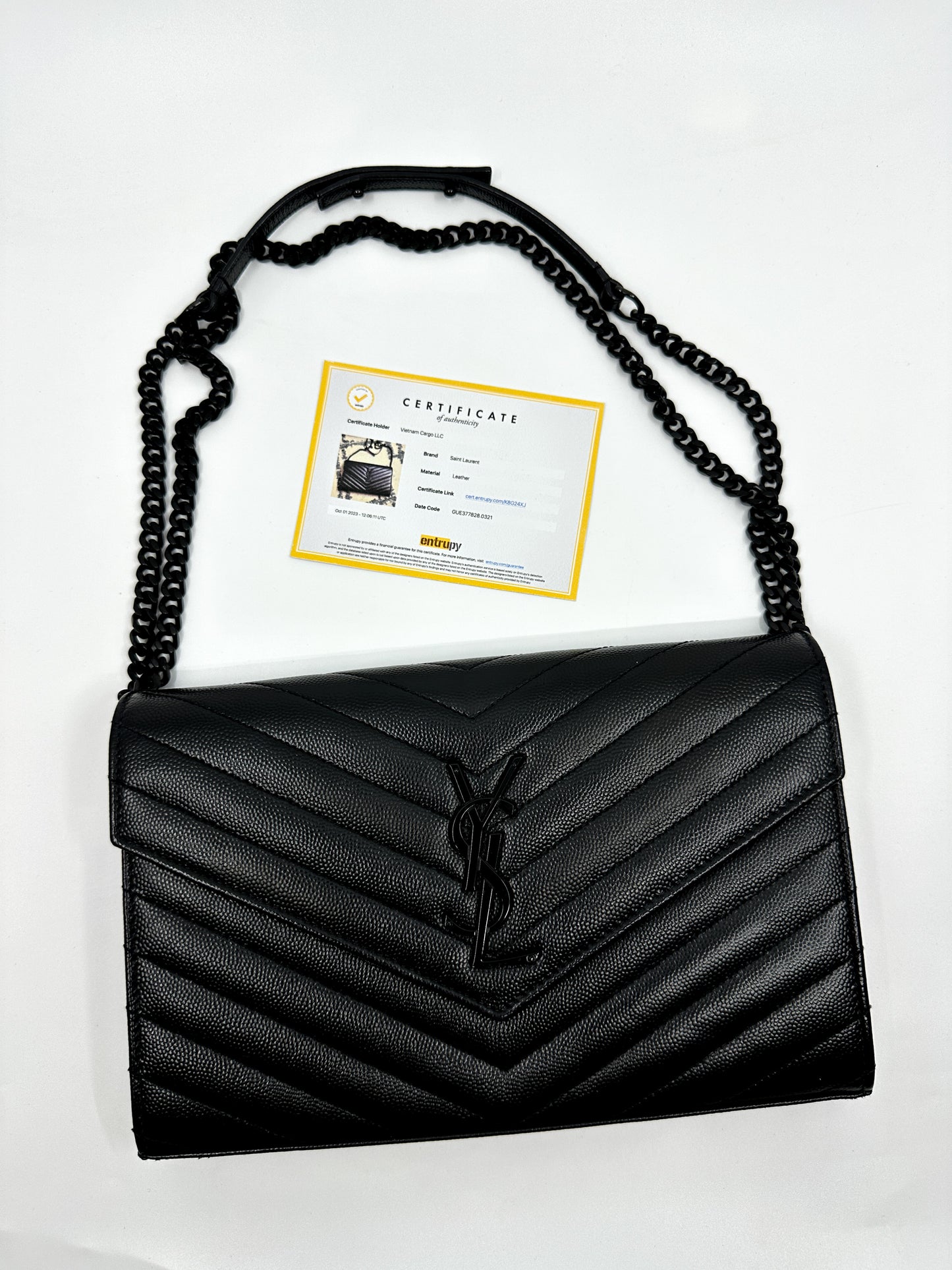 Saint Laurent Classic Cassandre Chain Wallet So Black