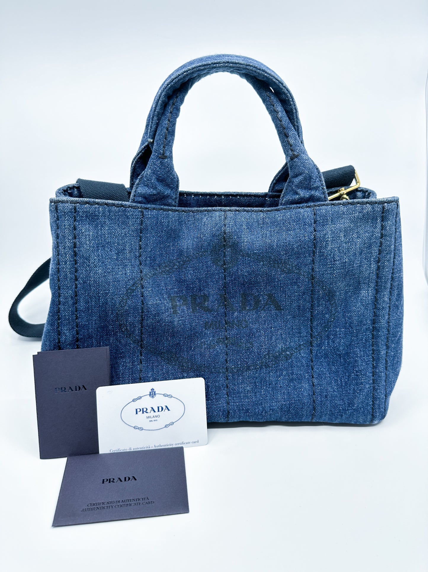 Prada Small Canapa in Denim