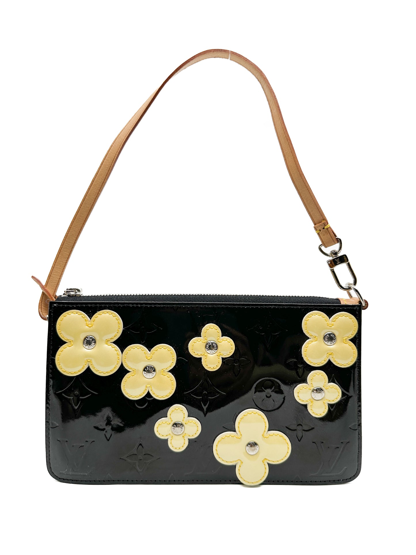 Louis Vuitton Pochette Lexington Flowers in Monogram Vernis Noir Black