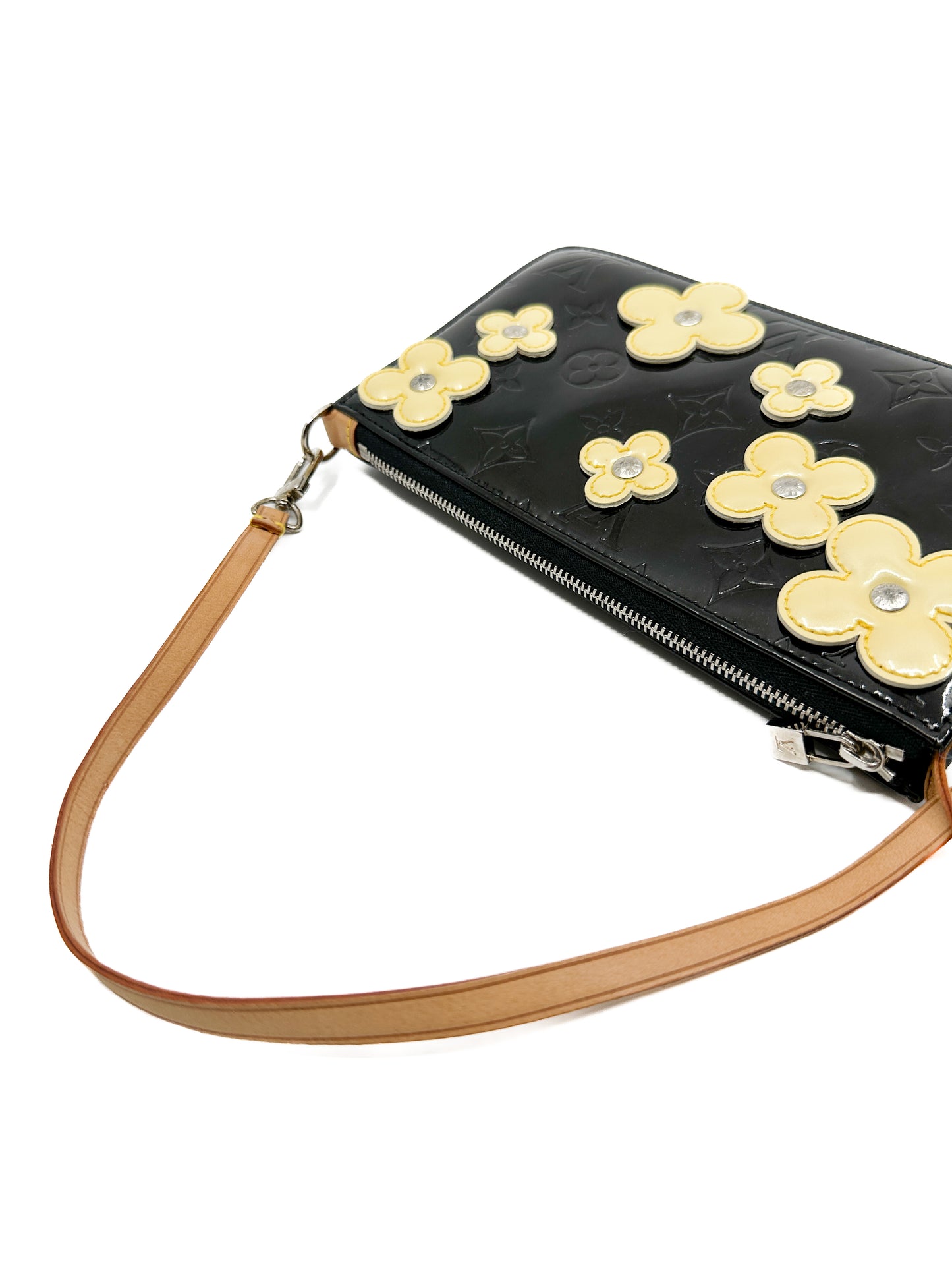 Louis Vuitton Pochette Lexington Flowers in Monogram Vernis Noir Black