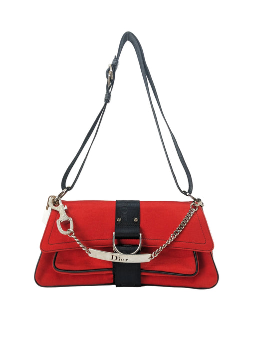 Dior Hardcore Red Fabric Silver and Rhinestone Hardware