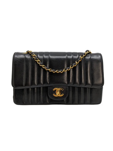 Rare Chanel Medium Single Flap Verticle Quilted Lambskin 24K Gold Hardware