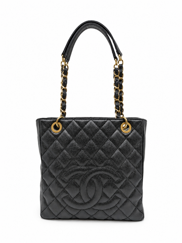 Vintage Chanel PST Black Caviar Gold Hardware