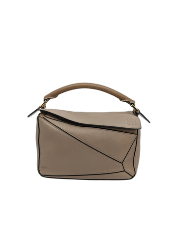 Loewe Small Sand Mink Puzzle Gold Hardware