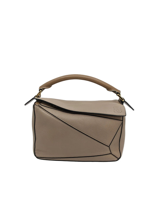 Loewe Small Sand Mink Puzzle Gold Hardware