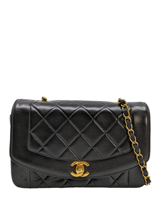 Vintage Chanel Black Small Diana 24K Gold Hardware