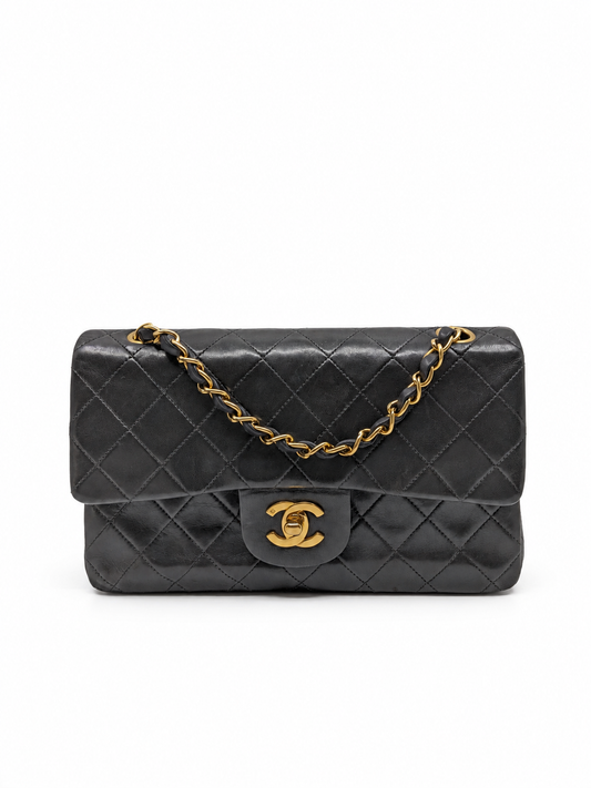 Vintage Chanel CF Small Black Lambskin 24K Gold Hardware