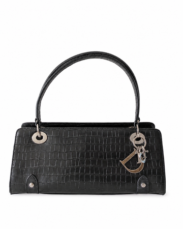 Rare Vintage East West Lady Dior Black Cannage Calfskin Silver Hardware