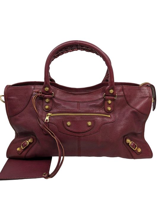 Balenciaga Large City Burgundy Gold Hardware