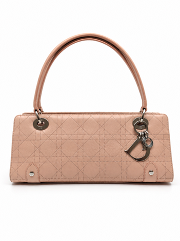 Rare Vintage East West Lady Dior Pink Cannage Calfskin Silver Hardware
