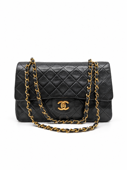 Vintage Chanel CF Medium Black Lambskin 24K Gold Hardware
