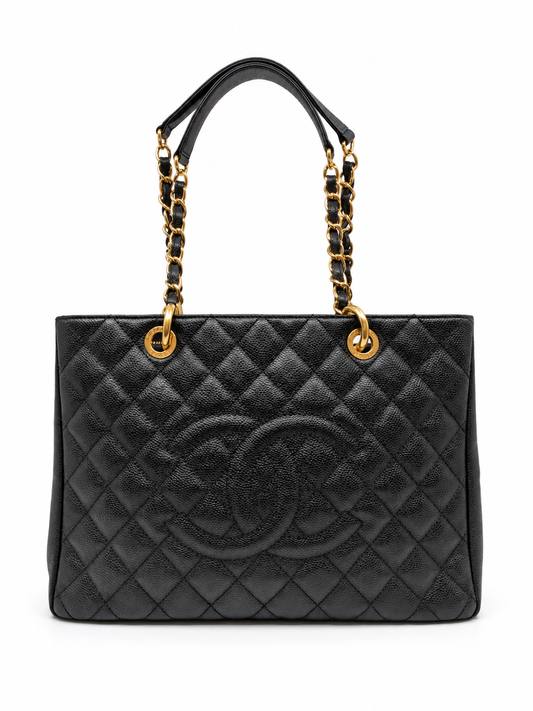Vintage Chanel GST Black Caviar Gold Hardware