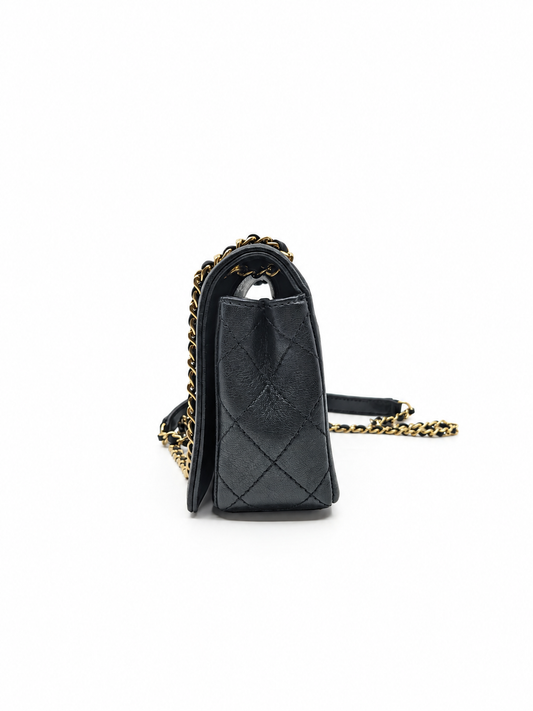 Chanel Mademoiselle Double Flap Black Lambskin Gold Hardware
