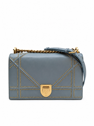Christian Dior Medium Diorama Stone Blue Gold Hardware