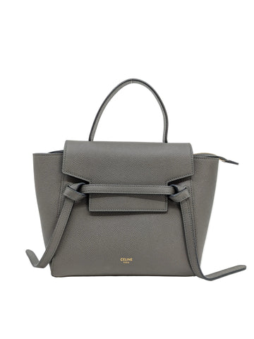 Celine Nano Belt Bag in Grey Grained Leather