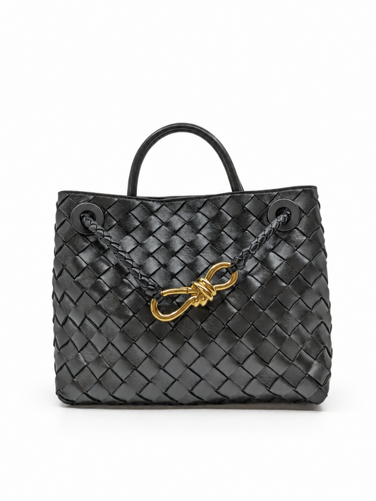 Bottega Veneta Small Andiamo in Black Leather Gold Hardware