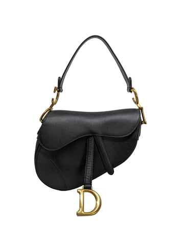 Dior Saddle Black Medium Grained Leather Gold Hardware