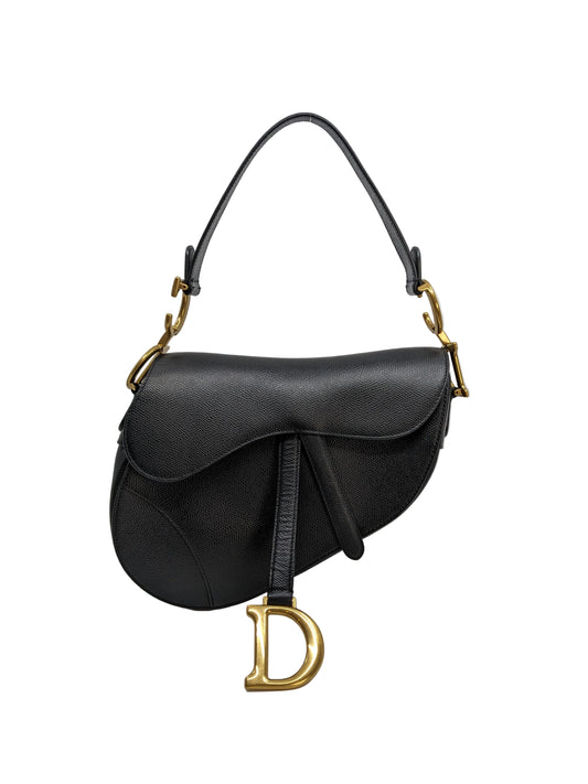 Dior Saddle Black Medium Grained Leather Gold Hardware