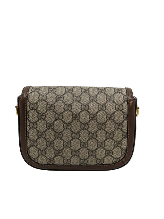 Gucci Horsebit 1955 Small Brown Canvas Gold Hardware