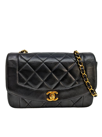 Vintage Chanel Black Small Diana 24K Gold Hardware