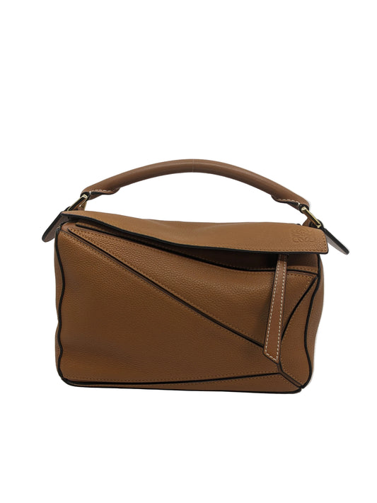 Loewe Small Puzzle in Tan Colour Grained Leather Gold Hardware